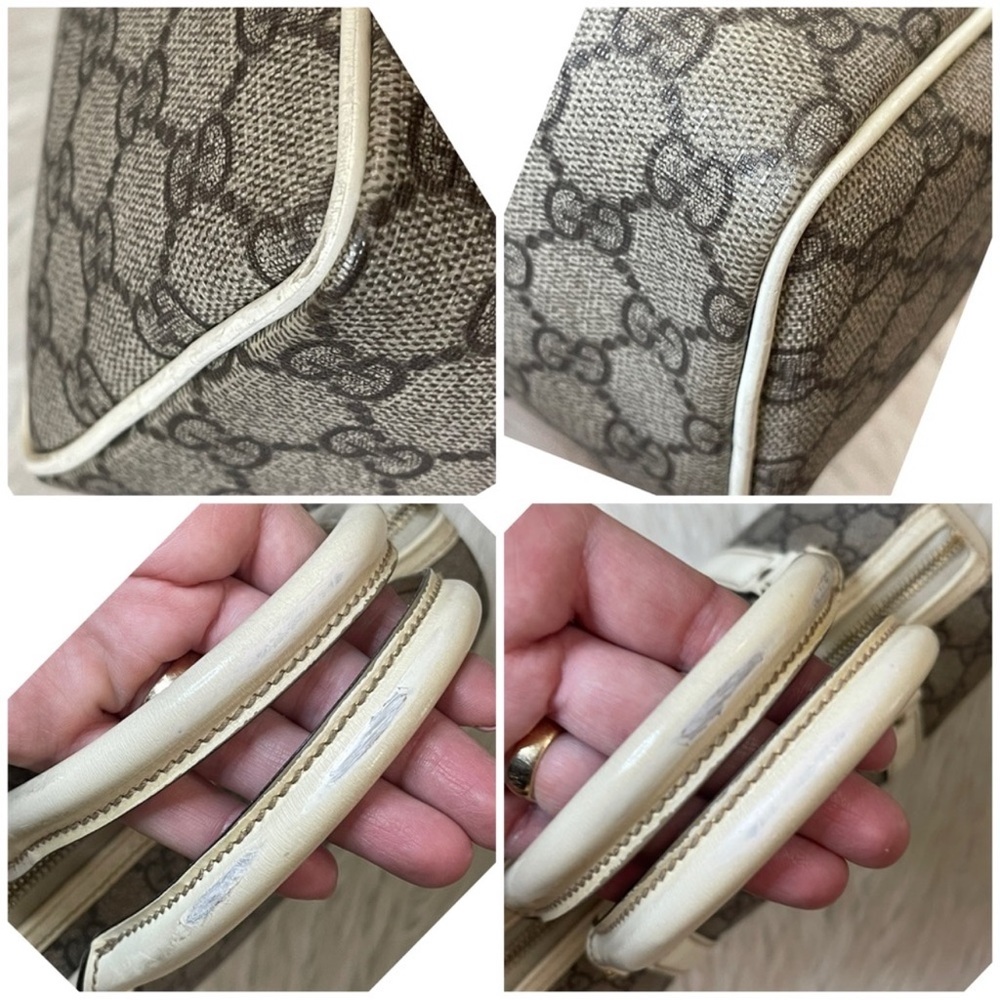 Gucci Beige Monogram Satchel with Cream Trim - Picture 11 of 12